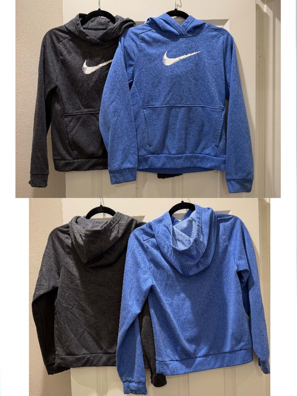 BUNDLE 2 Nike Youth Club Fleece Pullover Hoodies- Blue Charcoal Gray- Size Large